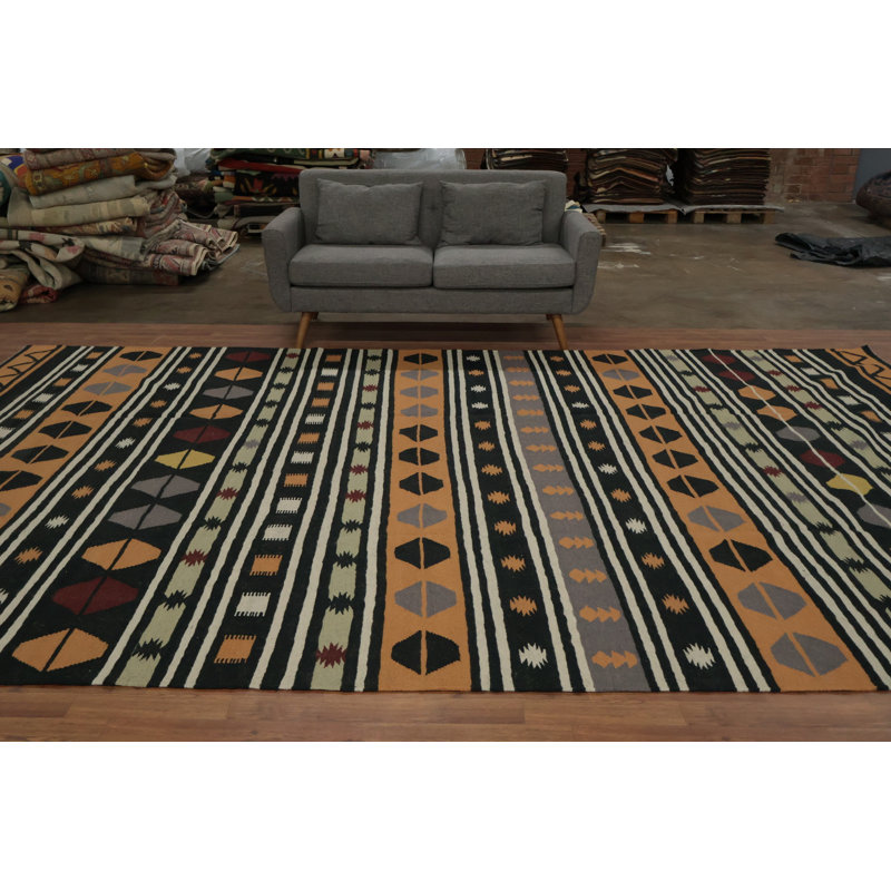 Tribal Wool Kilim Turkish Large Rug 9x14