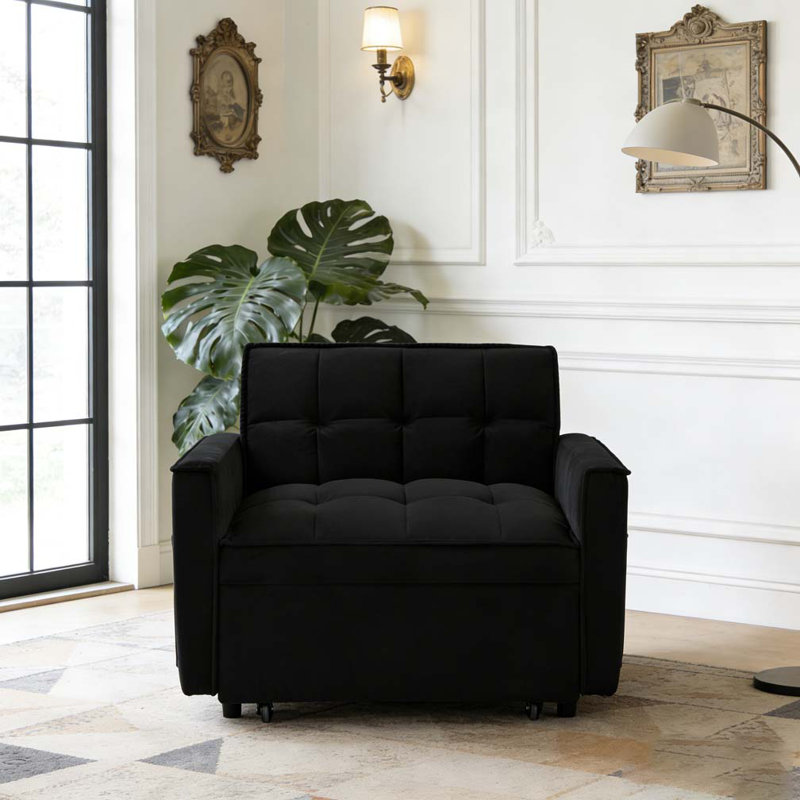 Sofa bed chair 3 in 1 convertible, Black