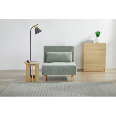 Modern Convertible Sofa Bed, Solid Pine Wood Frame & Skin-Friendly Sage Green Fabric, High-Resilience Sponge, Daybed for Living Room, Guest Room, Apartment