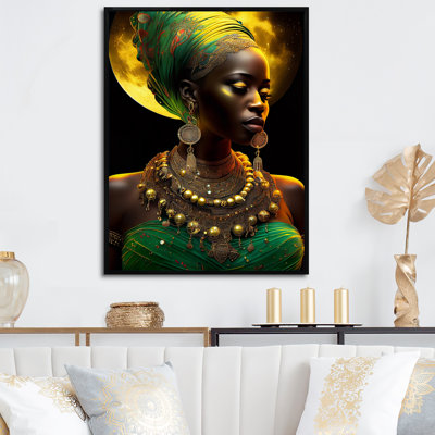 Emerald Queen, femme africaine sous la lune III - photographie sur toile