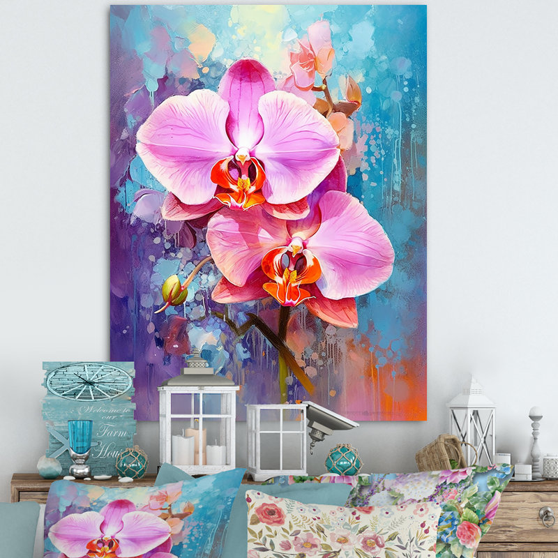Orchidées bleues abstraites Euphoria, Toile tendue, H 32 po x l 16 po