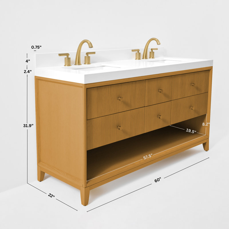 Momo 36" Freestanding Standard Single Bathroom Vanity with Top, Sienna, 60"
