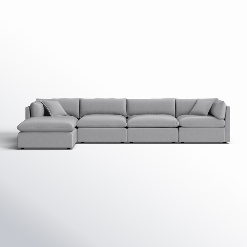 Annabella 5 - Piece Upholstered Modular Chaise Sectional, Effie Gray Performance Weave