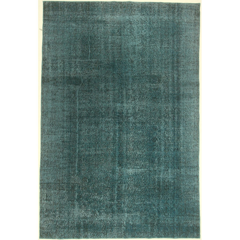 Hand Knotted Abstract Area Rug in Turquoise