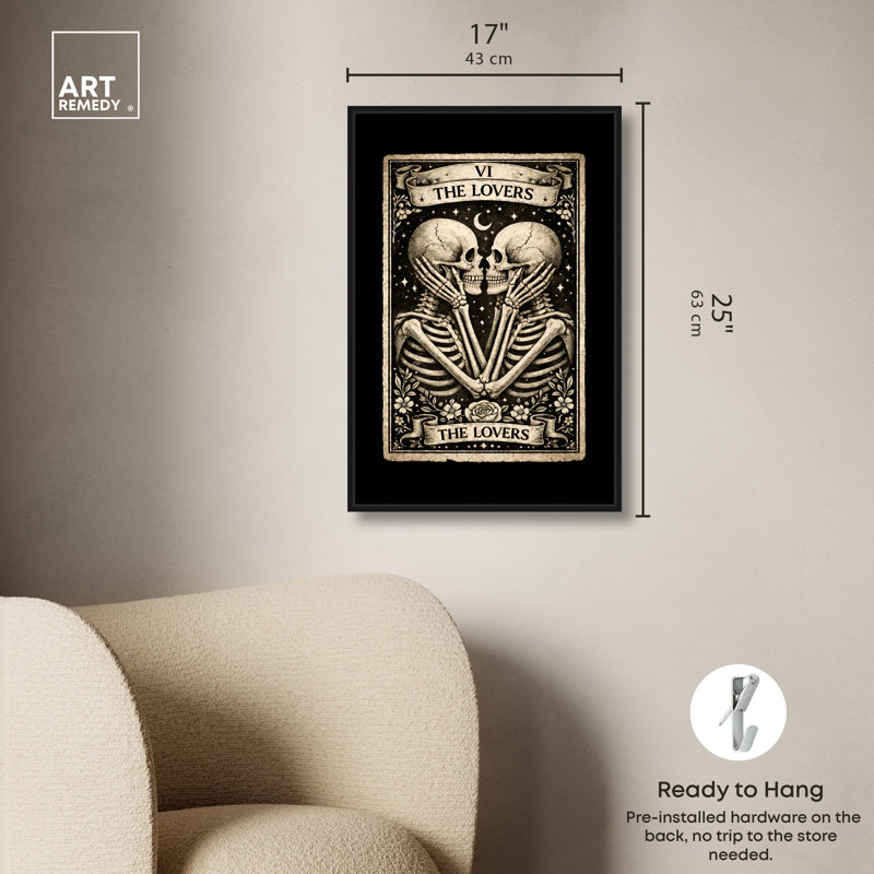 «Spooky Lovers Tarot Card», impression sur toile encadrée par Art Remedy, cadre noir, 16 x 24, H 25 po x l 17 po, Cadre noir