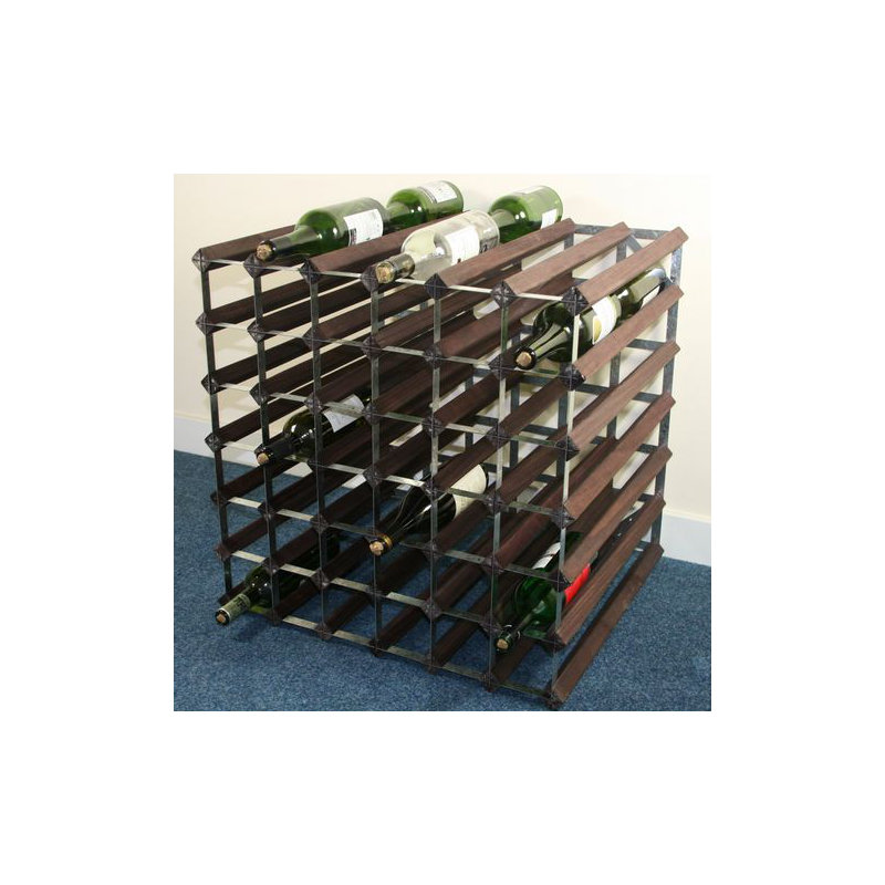Paonia 84 Bottle Floor Wine Bottle Rack, Dark Oak Stained Pine