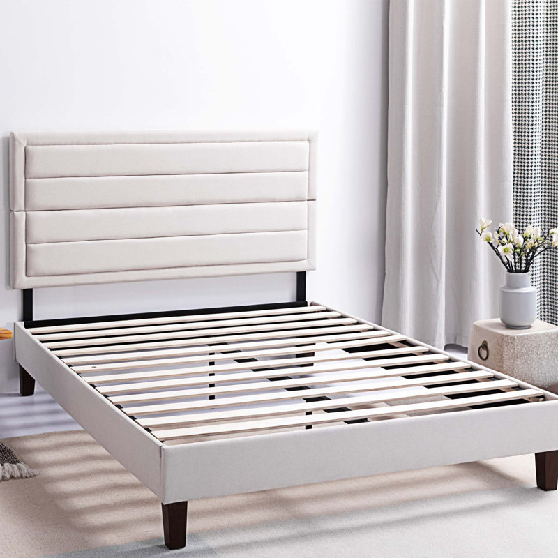 Upholstered Bed, Queen, Beige