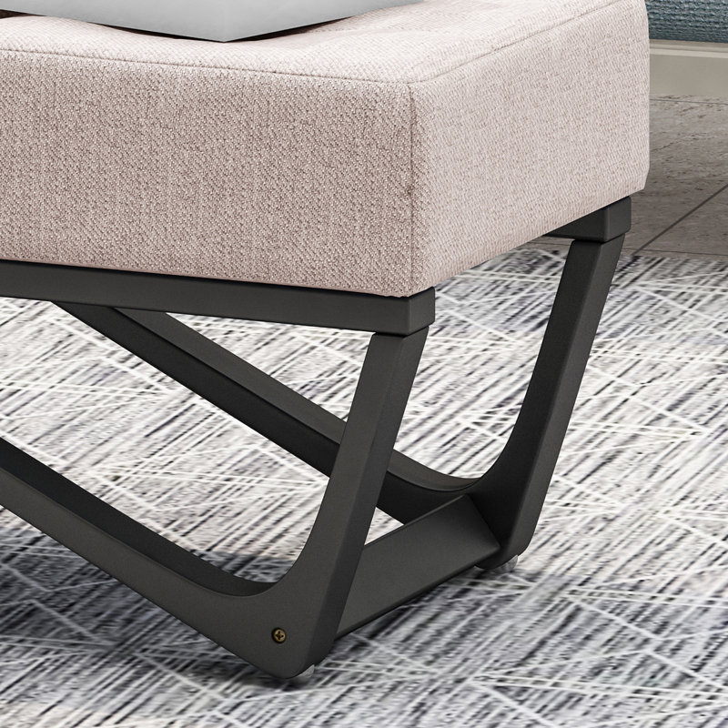 Contemporary With Button- Cover And Geometric Leg Structure Modern Bench Soft Padding Stylish Frame