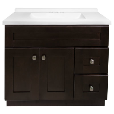 Brookings 37 Inch Solid Wood Bathroom Vanity with Modern Sink Top, Assembled, Sherwin Williams – Design House, 216218