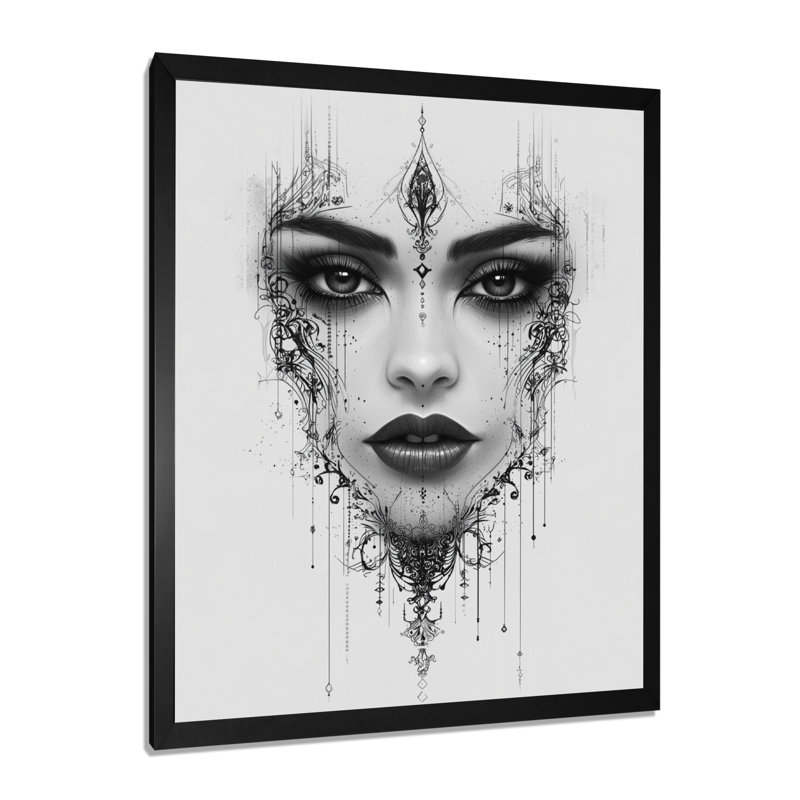 Kely - Fashion Canvas Wall Art, H 20 po x l 12 po, Reproduction encadrée sans passe-partout, Noir, noir, noir, noir