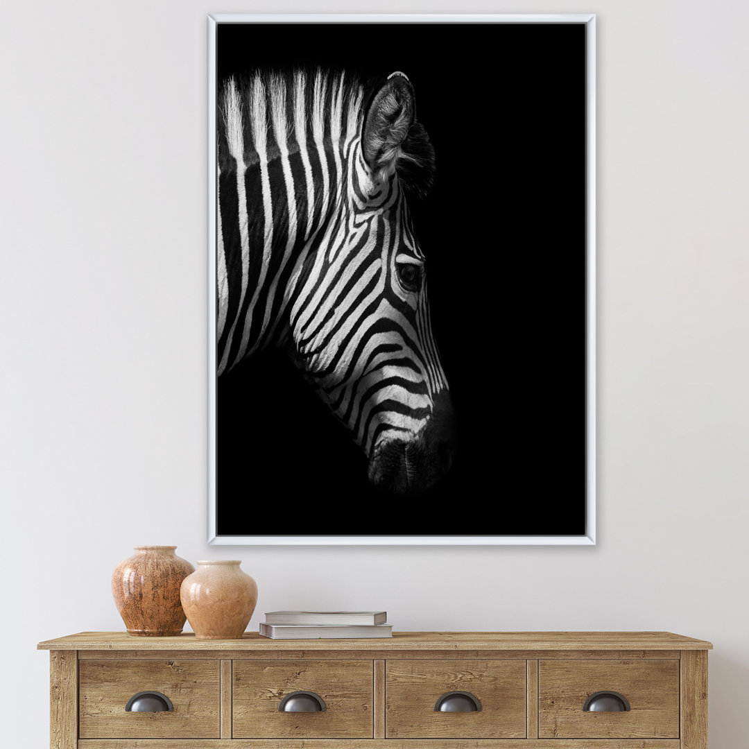 " Monochrome Portrait Of Zebra Head " East Urban Home