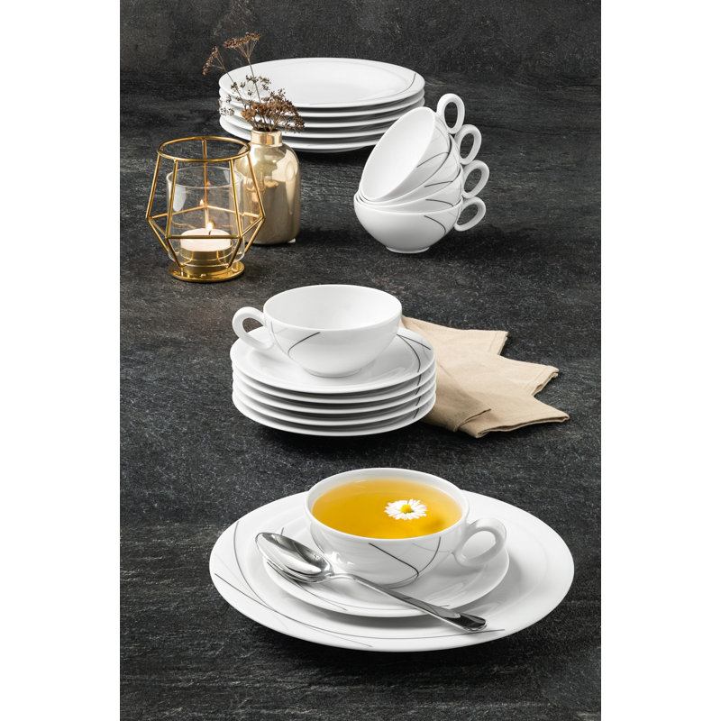 Trio 18 Piece Porcelain Tea Set for 6 People