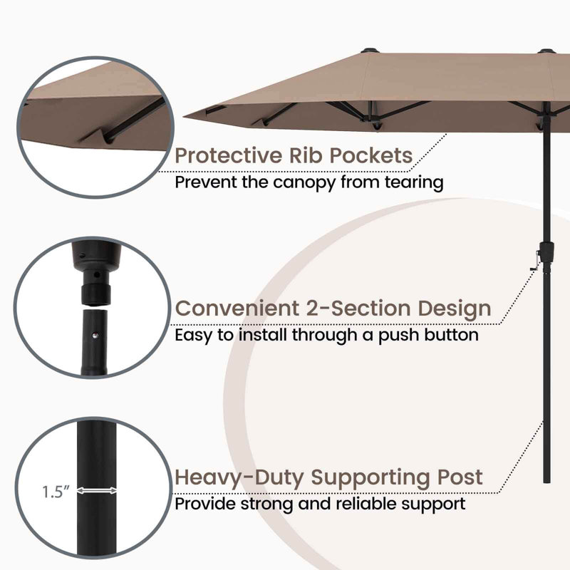 Parasol de marché pour table 13 po, Brown