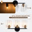 Moderne 17,7 po Applique murale 3 lumières noire et cuivre avec abat-jour en verre, style industriel pour miroir, sans ampoules incluses