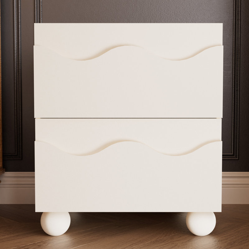 2 - Drawer 19.7"W Nightstand, Milky