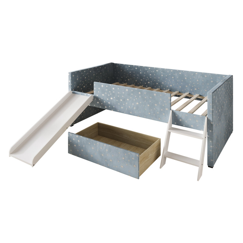 Lit mezzanine simple Antelmo, Bleu clair