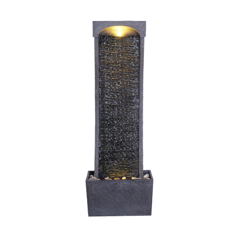 Teamson Home Indoor/Outdoor Modern Curved Waterfall Fountain, Black