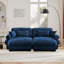 Canapé deux places surdimensionné moderne avec repose-pieds, fauteuil en tissu de velours 2 places avec accoudoirs à traversin rond, avec coussin de taille et coussins décoratifs-777301307-777301309