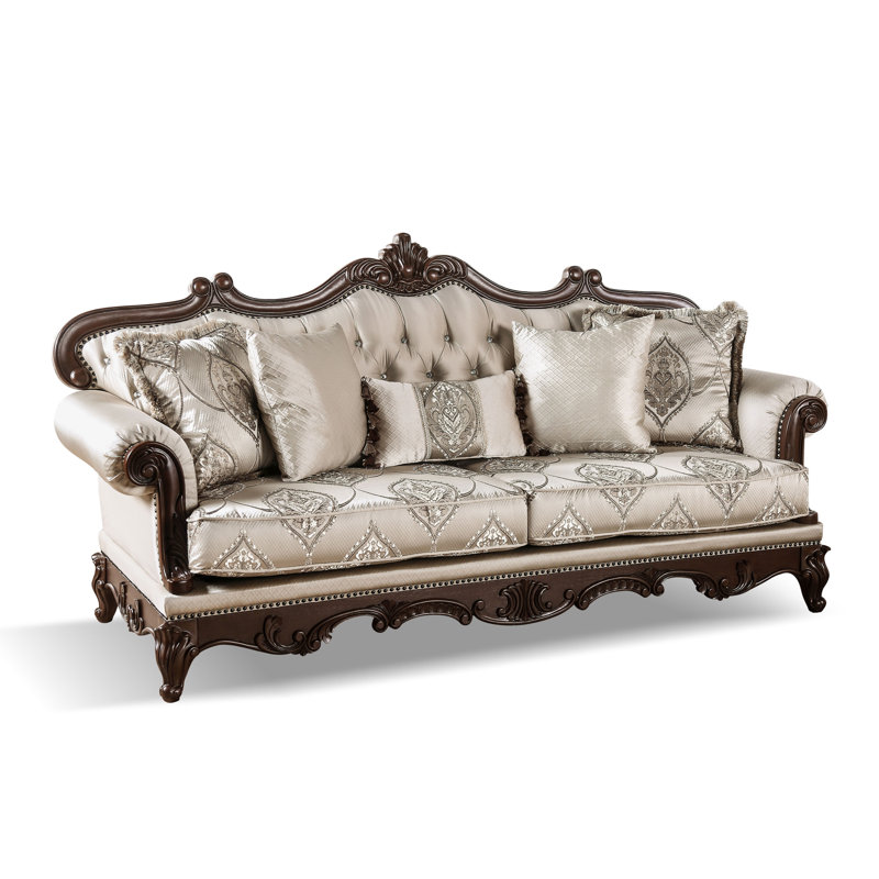 Barbato Upholstered Sofa, Beige, 44.5"H x 90.25"W x 38.25"D