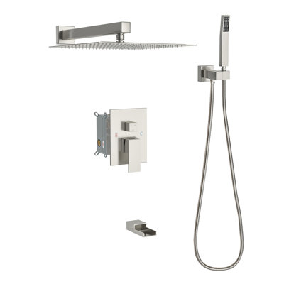 Topcraft 10-Inch Wall Mounted Square Shower System With Rough-In Valve & Tub Spout