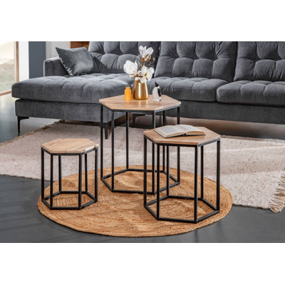 Malta Solid Wood Frame Nesting Tables
