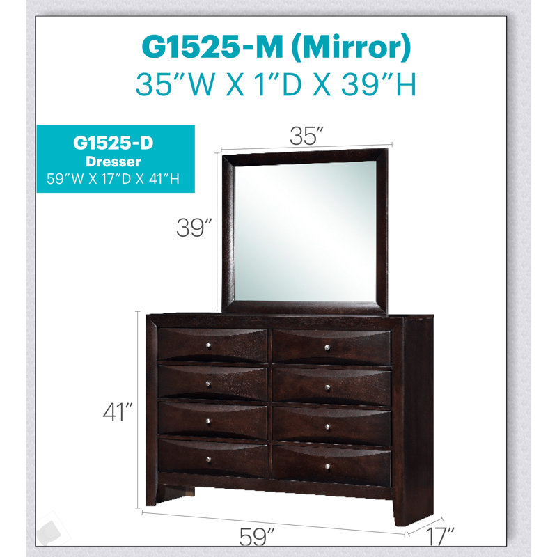 Commode cappuccino Marilla G1525-D avec tiroirs en queue d'aronde et façades biseautées élégantes en résine moulée pour les chambres à coucher modernes