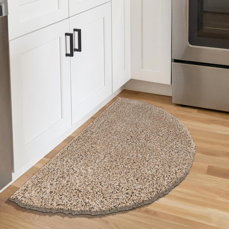 Santoya Taupe Indoor Use Only Area Rug, Half-circle 2'7" x 4'1", Taupe