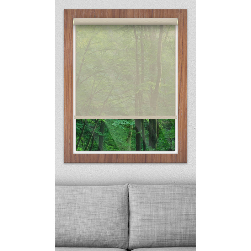 Rideau roulant semi-transparent motorisé, Beige foncé, L 70 po x L 72 po