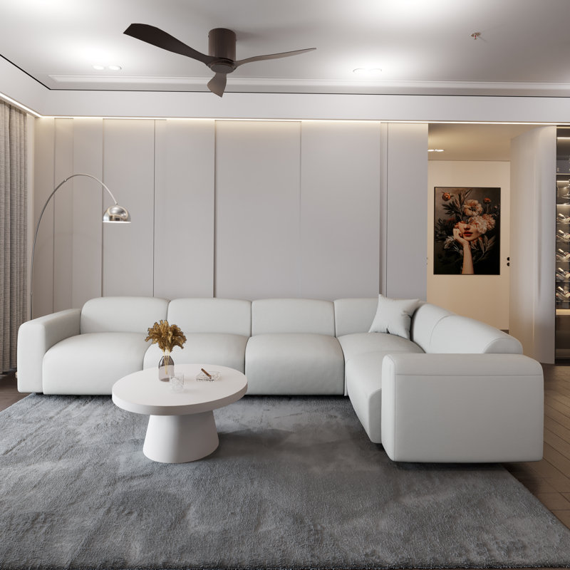 Ensemble de conversation modulaire rembourré - Mobilier de salon intérieur avec canapé, chaises et tables de salon, Lin beige