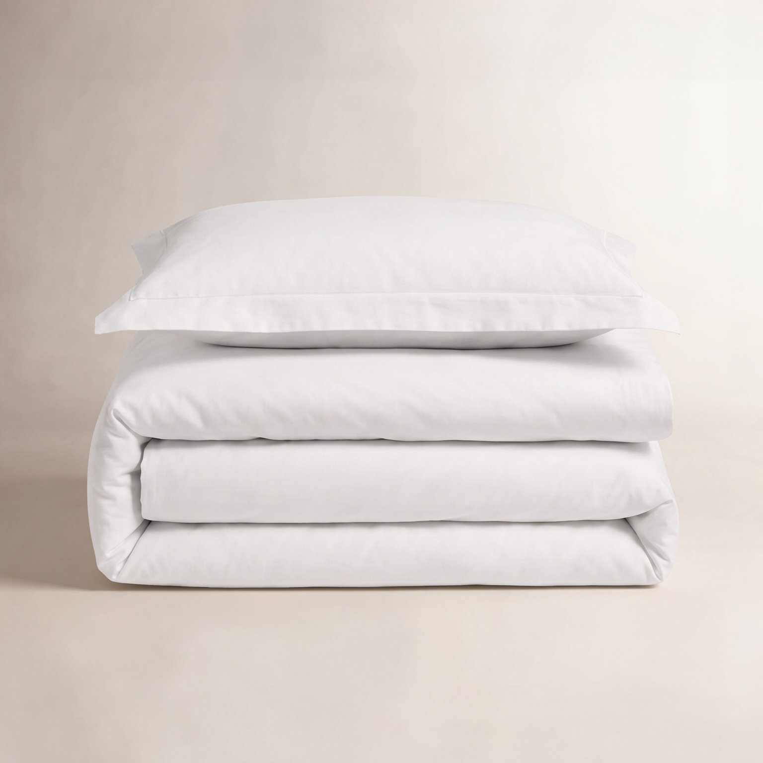 Hemstitch Cotton Duvet Cover Set, Twin, White