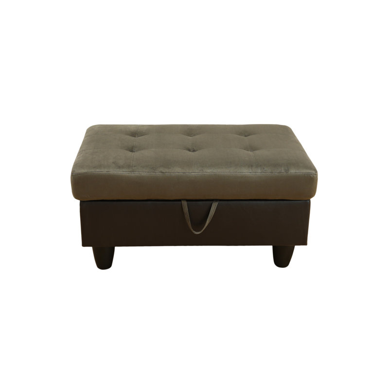 34 po Repose-pieds rectangulaire en flanelle de polyester avec rangement, Taupe/brun