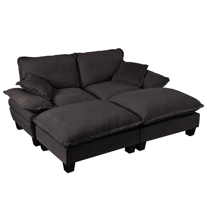 Canapé modulaire modulaire, canapé nuage avec conception de voilier, 2 repose-pieds mobiles et 2 coussins moelleux inclus, chenille confortable
