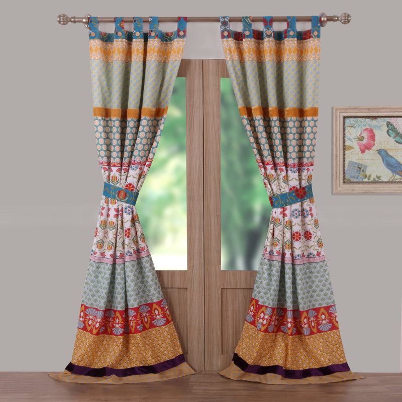 Greenland Fashion Homes Thalia Window Panel Pair, Pink/Orange/Green