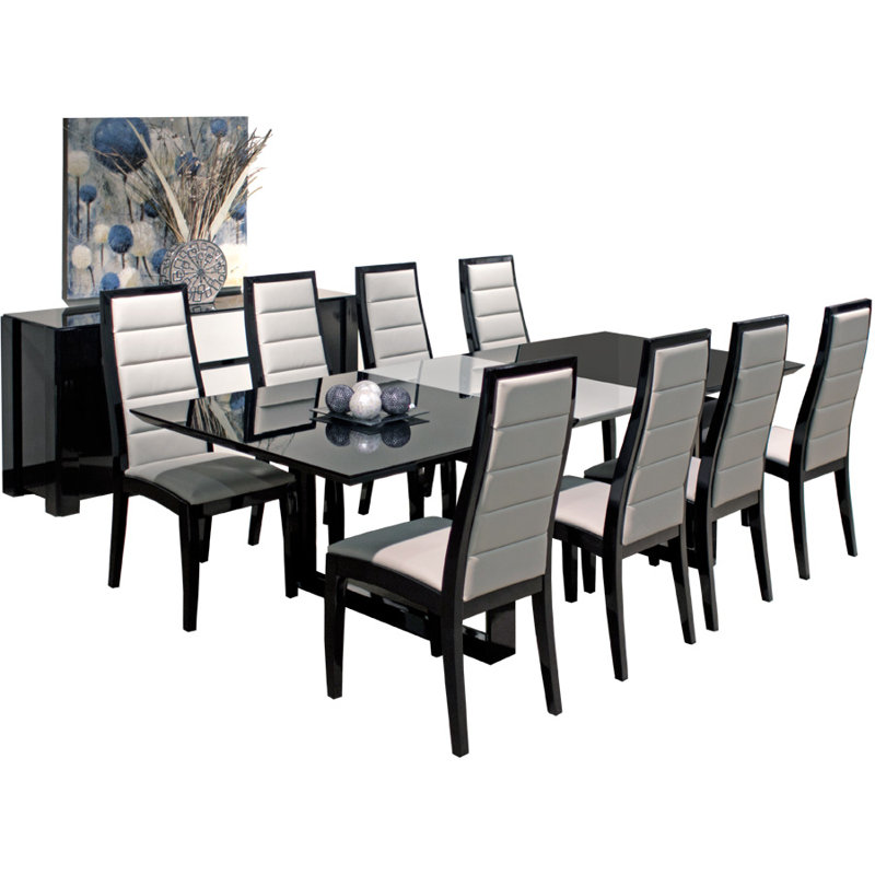 Natalia Extendable Dining Table, Black Lacquer