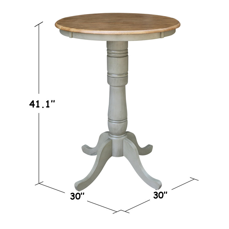 Table de salle à manger en bois massif Mosteller, Hickory / pierre, H 42 po x l 30 po x P 30 po