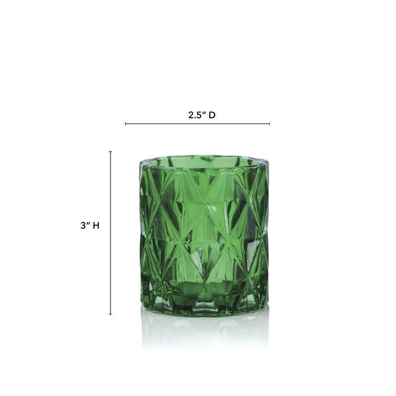 Petit porte-votive en verre, H 3 po x l 3 po x P 3 po, Vert