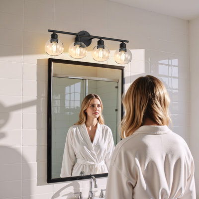 Éclairage pour meuble-lavabo à intensité variable avec abat-jour en verre transparent
