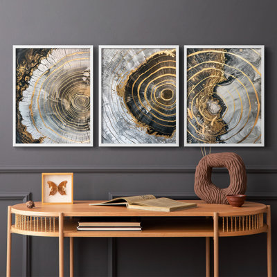 Abstract  Series  XCV  -Set Of 3 Framed Giclee Prints -Ready to Hang