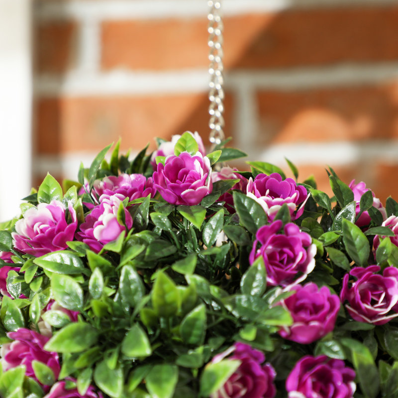 Anslem 28cm Faux Rose Plant in Freestanding, Purple