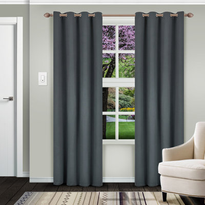 Millendon Energy Saving Modern Polyester Grommet Room Darkening Curtain Pair
