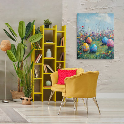 Vibrant Egg Hunt Scene Canvas Wall Art, design by Franklyn Gregory