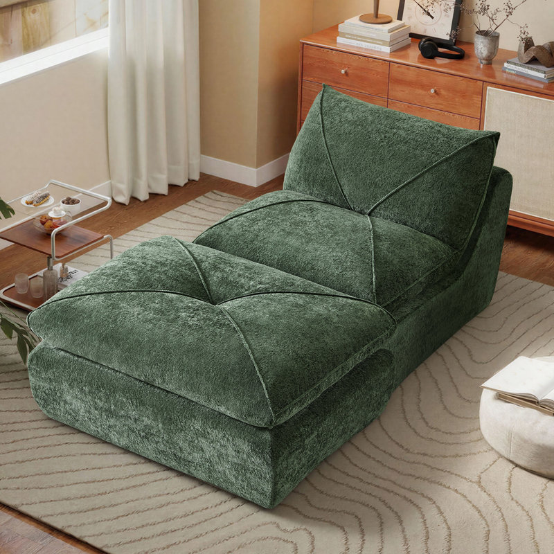 Fauteuil à billes sans accoudoir avec repose-pieds, méridienne rembourrée sans os, Vert