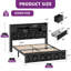 Lit plateforme tapissier en similicuir avec 2 tiroirs sous le lit et rangement pour la tête de lit-898465017
