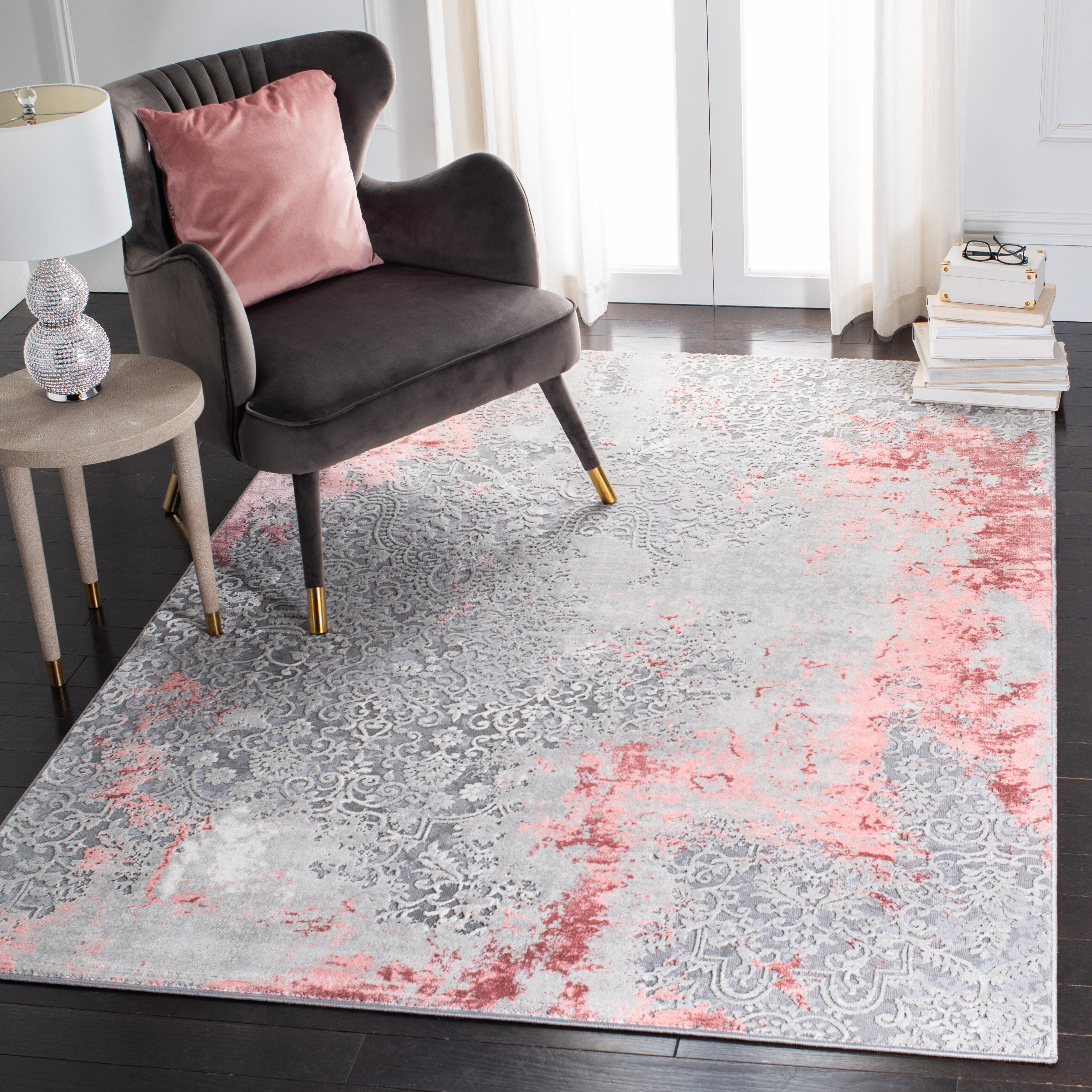 Ernest Oriental Light Gray/Pink Area Rug 17 Stories Rug Size: Rectangle 8' x 10