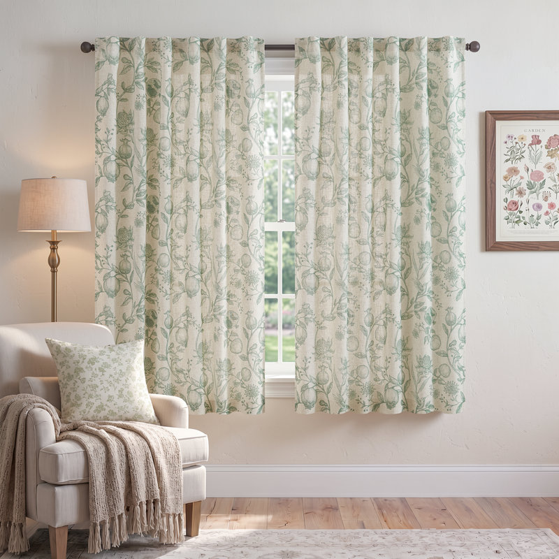 Paire de rideaux obscurcissant en lin Nathnael, L 50 po x L 63 po, Vert