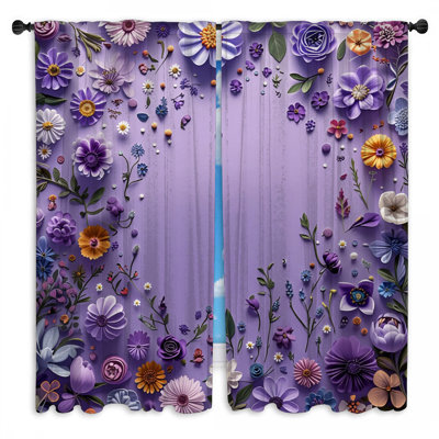 Floral Arrangement Window Curtains Floral Sheer & Room Darkening - 2 Panels