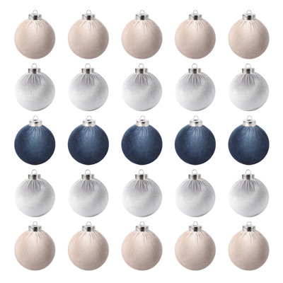Shatterproof Velvet Flocked Christmas Ball Ornaments Set