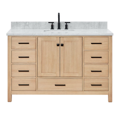 Flynt 55'' Single Bathroom Vanity with Carrara Marble Top