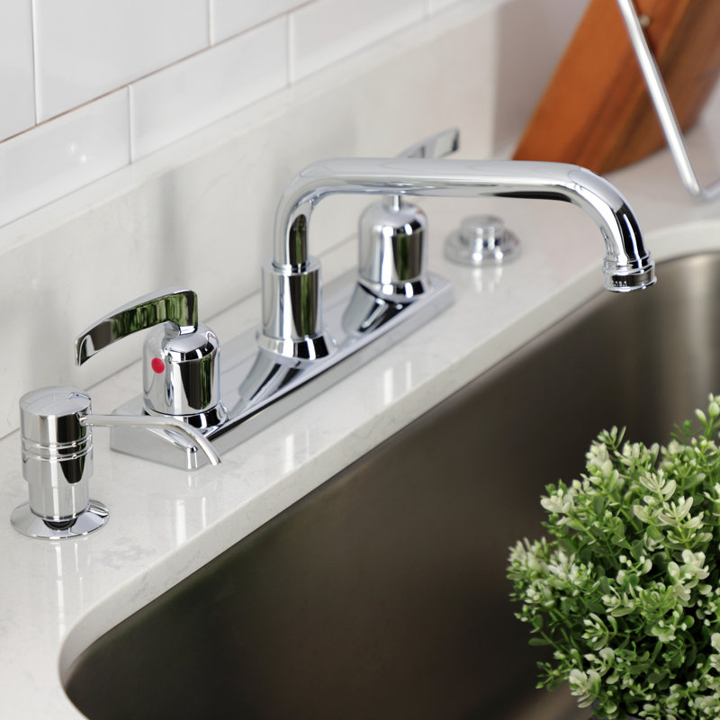 Kingston Brass Centurion Two-Handle 2-Hole 8" Centerset Kitchen Faucet, Polished Chrome