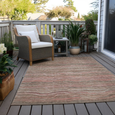 Machine Washable Indoor/Outdoor Cinead ACN1704 Mocha 10' x 14' Rug